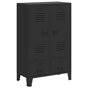 vidaXL Wardrobe Metal Industrial Style 67x35x107 cm Black