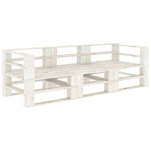 vidaXL Garden Pallet Sofa White 3-Seater Wood