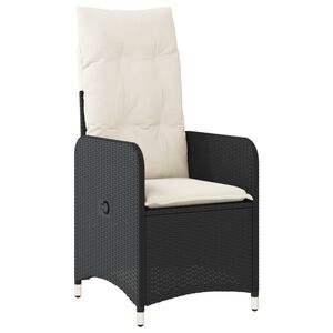 vidaXL Reclining Garden Chair with Cushions Black Poly Rattan