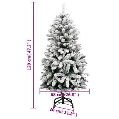 vidaXL Artificial Hinged Christmas Tree 150 LEDs & Flocked Snow 120 cm
