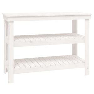 vidaXL Work Bench White 110.5x50x80 cm Solid Wood Pine