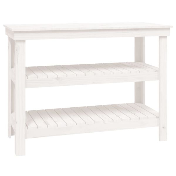 vidaXL Work Bench White 110.5x50x80 cm Solid Wood Pine