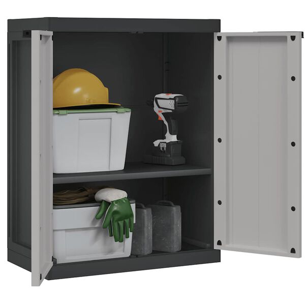 vidaXL Outdoor Storage Cabinet Grey and Black 65x37x85 cm PP