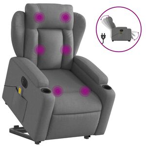 vidaXL Electric Stand up Massage Recliner Chair Dark Grey Fabric