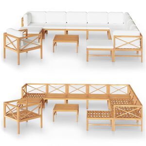 vidaXL Garden Lounge Set | Cream | Teak Hardwood | 12 Piece Set | Modular