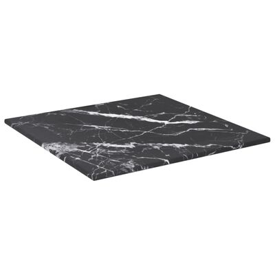 vidaXL Table Top Black 30x30 cm 6 mm Tempered Glass with Marble Design