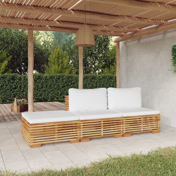 vidaXL 3 Piece Garden Lounge Set with Cushions Solid Teak Wood