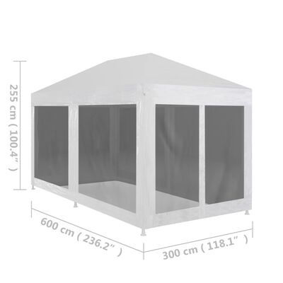 vidaXL Party Tent with 6 Mesh Sidewalls 6x3 m