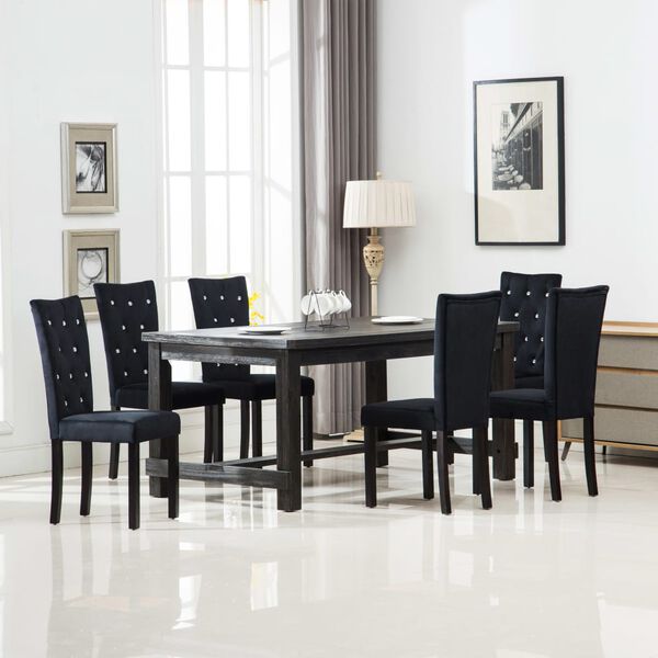 vidaXL Dining Chairs 6 pcs Black Velvet