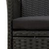 vidaXL 11 Piece Outdoor Dining Set with Cushions Poly Rattan Black