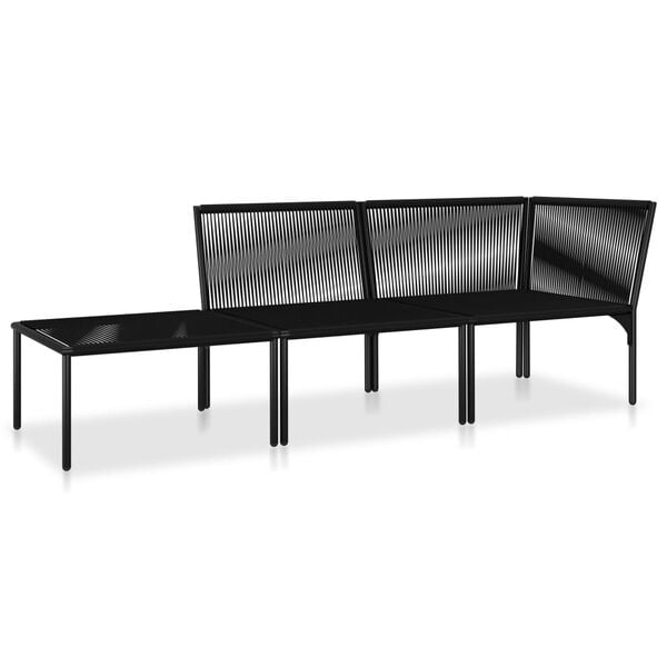 vidaXL 3 Piece Garden Lounge Set with Cushions Black PVC
