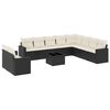 vidaXL 11 Piece Garden Sofa Set with Cushions Black Poly Rattan