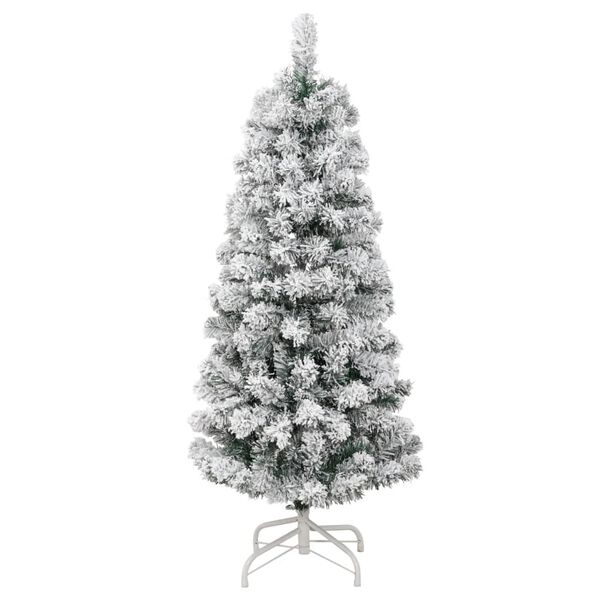 vidaXL Artificial Hinged Christmas Tree 150 LEDs & Flocked Snow 150 cm