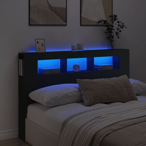vidaXL LED Headboard Black 160x18,5x103,5 cm Engineered Wood