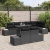 vidaXL Garden Sofa Set with Cushion 9 pcs Black Poly Rattan