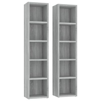 vidaXL CD Cabinets 2 pcs Grey Sonoma 21x16x93.5 cm Engineered Wood