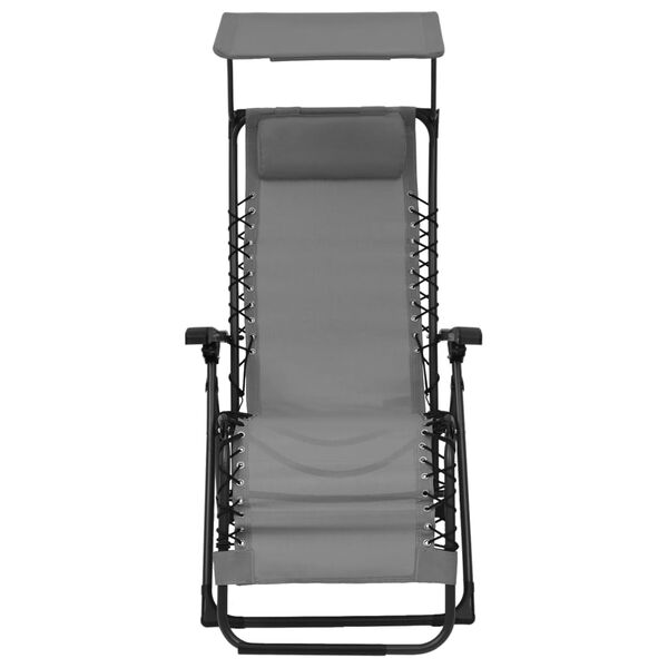 vidaXL Folding Deck Chair Textilene Grey