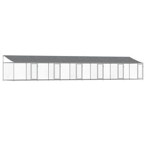 vidaXL Dog Cage with Roof and Doors Grey 12x2x2 m Galvanised Steel