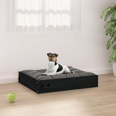 vidaXL Dog Bed Black 51.5x44x9 cm Solid Wood Pine