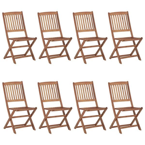 vidaXL Folding Garden Chairs 8 pcs with Cushions Solid Acacia Wood