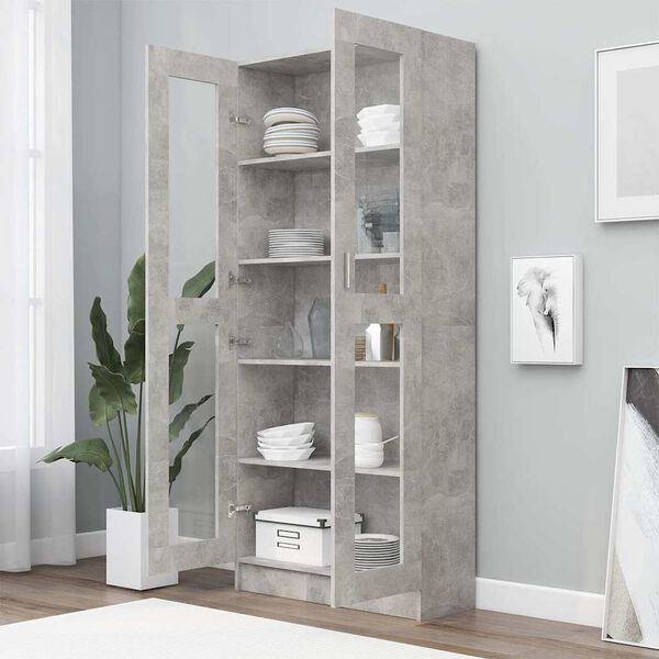 vidaXL Vitrine Cabinet Concrete Grey 82.5x30.5x185 cm Engineered Wood
