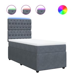 vidaXL Box Spring Bed with Mattress Dark Grey King Single Velvet