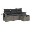 vidaXL 4 Piece Garden Sofa Set with Cushions Grey Poly Rattan