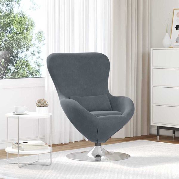 vidaXL Egg Chair Dark Grey 63 x 73 x 90 cm Velvet