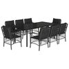 vidaXL 9 Piece Garden Dining Set with Cushions Black Poly Rattan