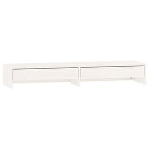 vidaXL Monitor Stand White 100x27x15 cm Solid Wood Pine