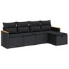 vidaXL 5 Piece Garden Sofa Set with Cushions Black Poly Rattan