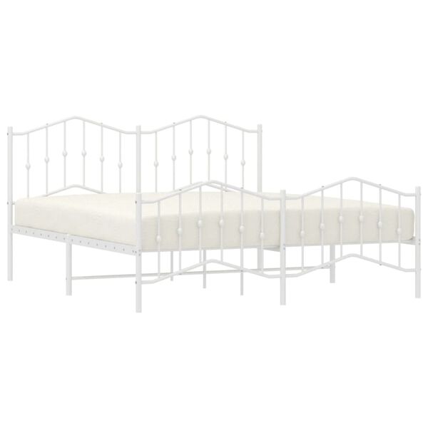 vidaXL Metal Bed Frame without Mattress with Footboard White 180x200cm