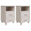 vidaXL Bedside Cabinet | Set of 2 | White | Solid pinewood, MDF | Compact