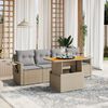 vidaXL 5 Piece Garden Sofa Set with Cushions Beige Poly Rattan