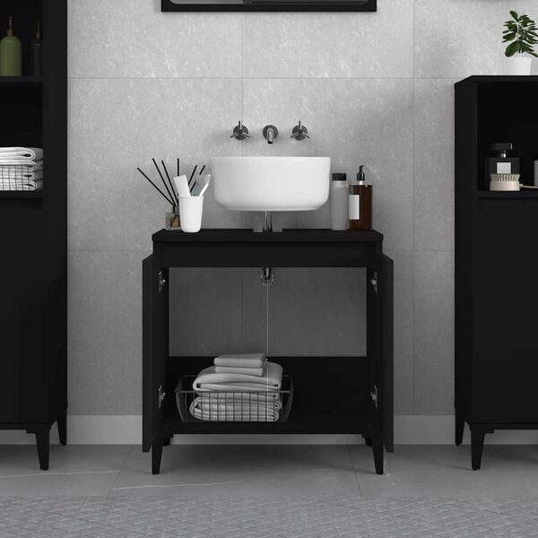 vidaXL Sink Cabinet Black 58x33x60 cm Engineered Wood