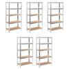 vidaXL 5-Layer Heavy-duty Shelves 5 pcs Silver Steel&Engineered Wood