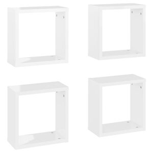 vidaXL Wall Cube Shelves 4 pcs High Gloss White 30x15x30 cm
