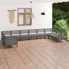 vidaXL 10 Piece Garden Lounge Set Grey Solid Wood Pine