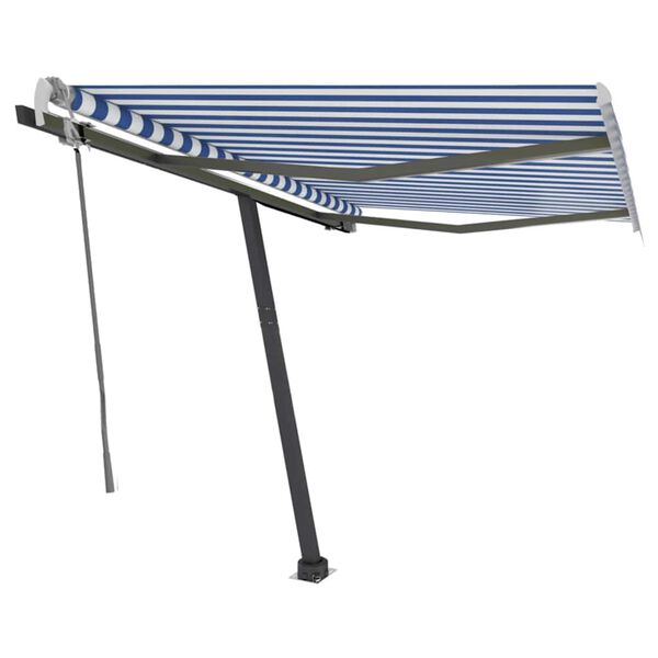 vidaXL Manual Retractable Awning with LED 300x250 cm Blue and White