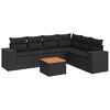 vidaXL 7 Piece Garden Sofa Set with Cushions Black Poly Rattan