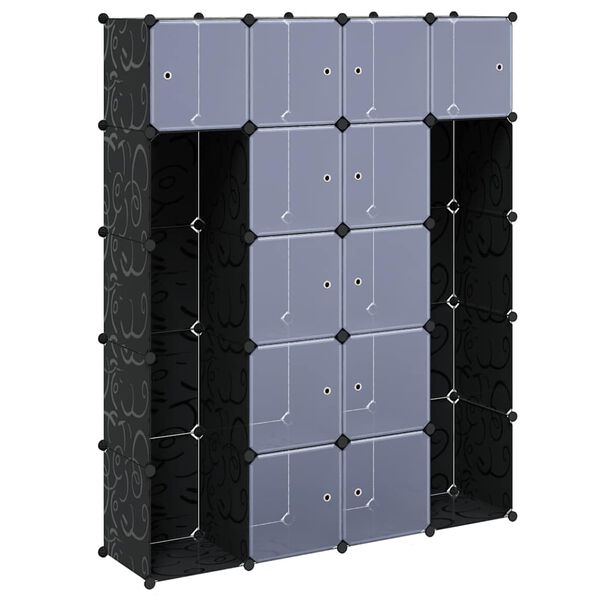 vidaXL Modular Cabinet 14 Compartments Black and White 37x146x180.5 cm