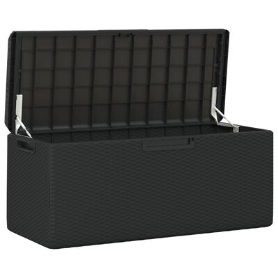 vidaXL Garden Storage Box with Seat Cushion Anthracite 350 L PP
