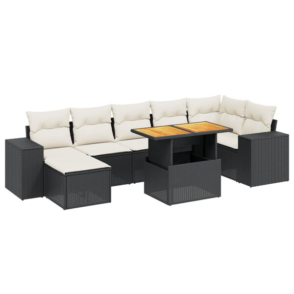 vidaXL 8 Piece Garden Sofa Set with Cushions Black Poly Rattan