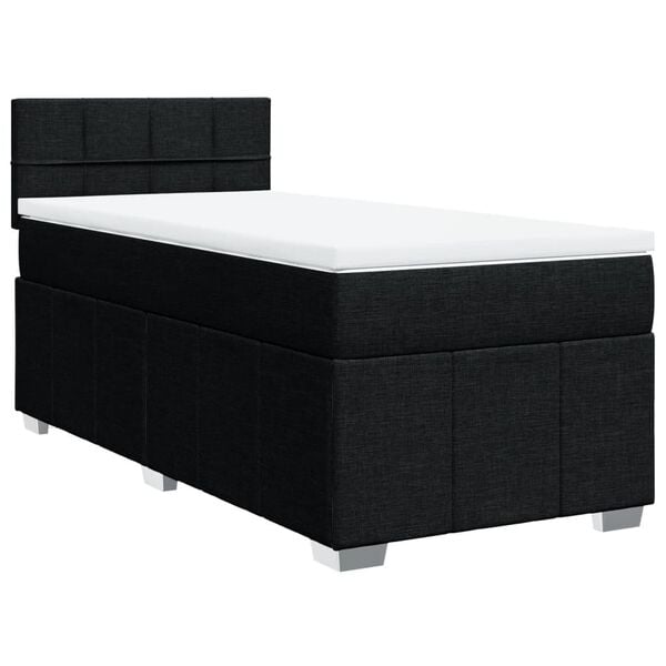 vidaXL Box Spring Bed with Mattress Black King Single Fabric
