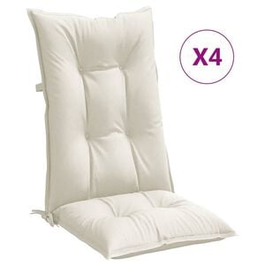 vidaXL Highback Chair Cushions 4 pcs Melange Cream 120x50x7 cm Fabric