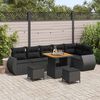 vidaXL Garden Sofa Set with Cushion 9 pcs Black Poly Rattan