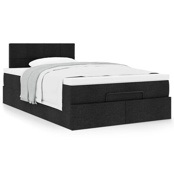 vidaXL Ottoman Bed with Mattress Black King Single Fabric