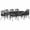 vidaXL Garden Dining Set 9 pcs Black Poly Rattan