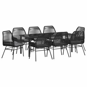 vidaXL Garden Dining Set 9 pcs Black Poly Rattan