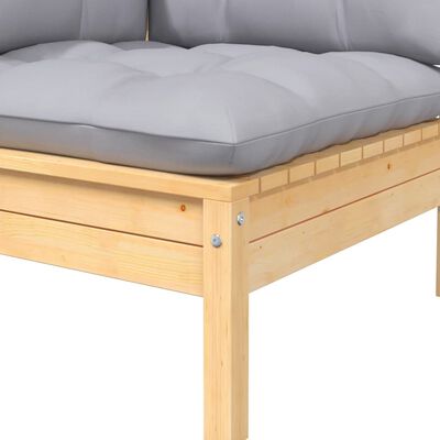 vidaXL 2-Seater Garden Sofa with Grey Cushions Solid Pinewood